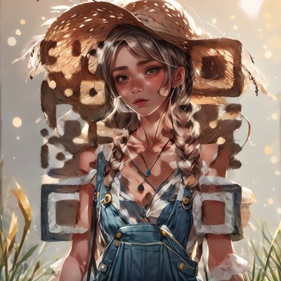 Farmer Girl Overalls Portrait QR Code Art