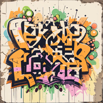 Orange Pink Graffiti Lettering QR Code for Stickers — image 1