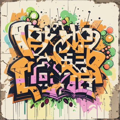 Orange Pink Graffiti Lettering QR Code for Stickers