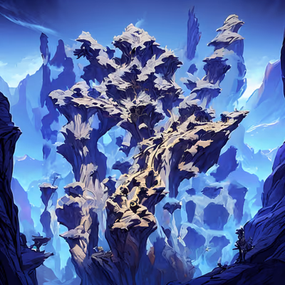 Blue Rock Spires Fantasy QR Code for Posters — image 1