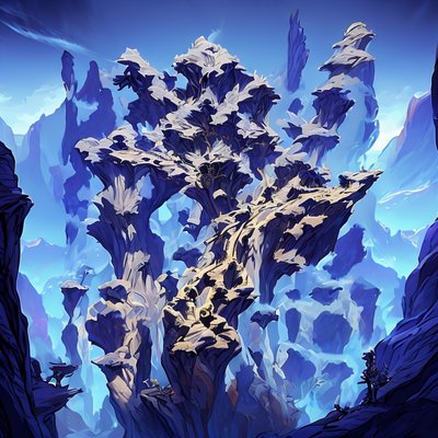 Blue Rock Spires Fantasy QR Code for Posters
