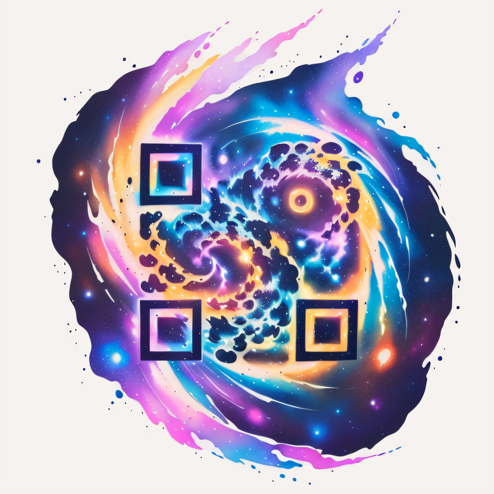 Spiral Galaxy Nebula Digital Painting QR Code for Apparel — image 1