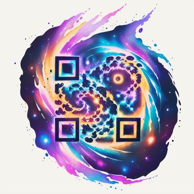 Spiral Galaxy Nebula Digital Painting QR Code for Apparel