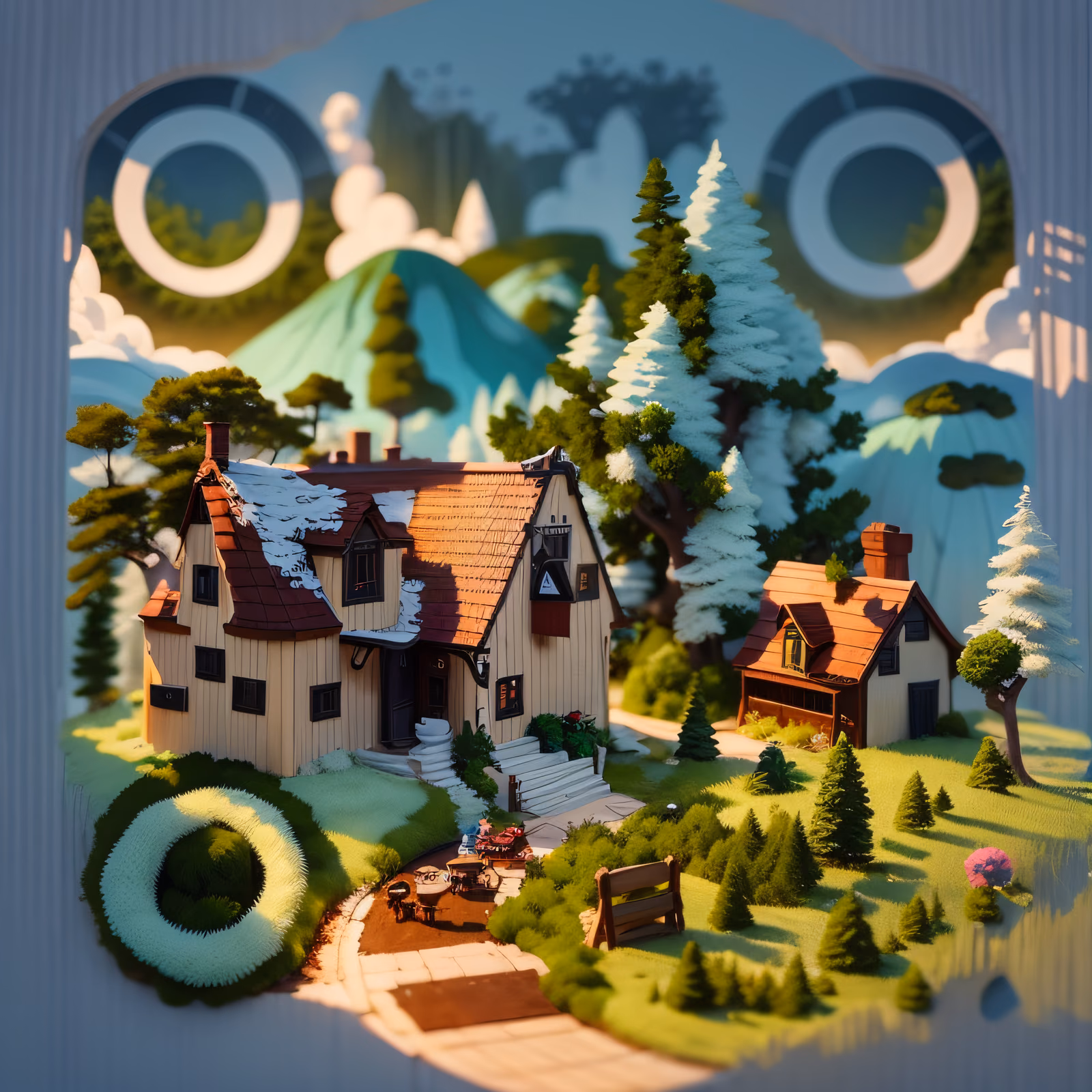 Miniature Cabin Diorama 3D QR Code Art — image 1