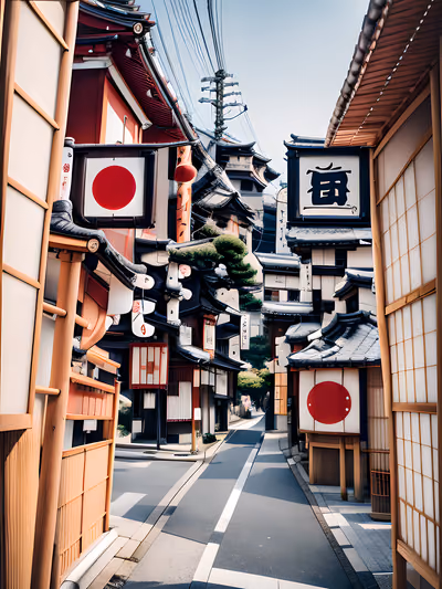 Японская улочка на плёночном фото: QR-код для постеров — изображение 1