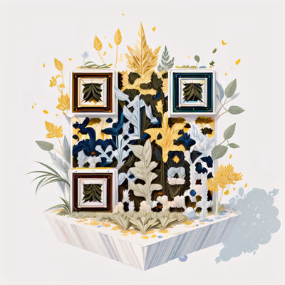 Золотые ботанические листья: иллюстрация в виде QR-кода — изображение 1