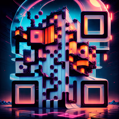 Neon Glass Tower Cyberpunk QR Code for Posters — image 1