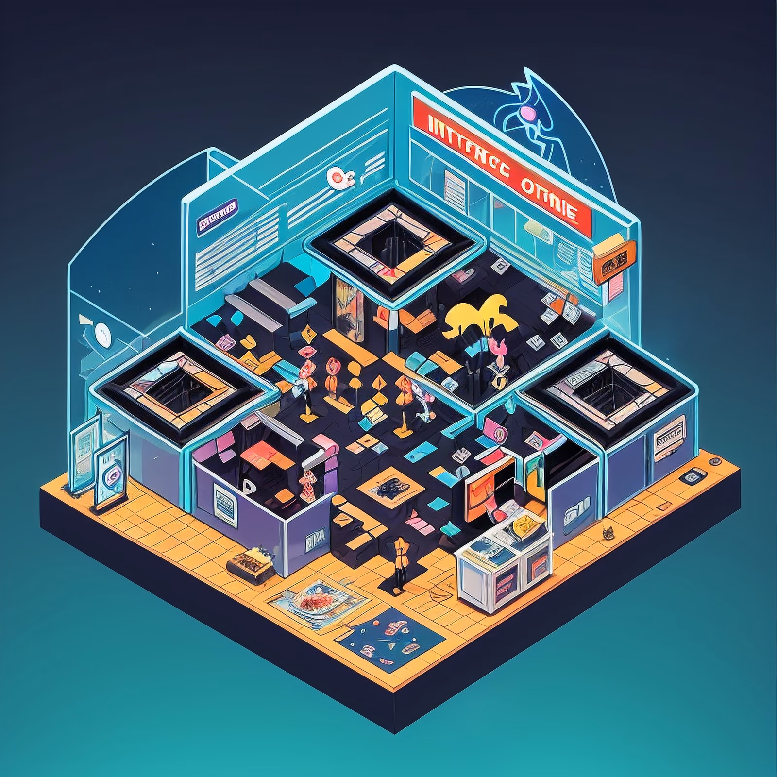 Isometric Alien Customs Office Comic QR Code for Posters — image 1