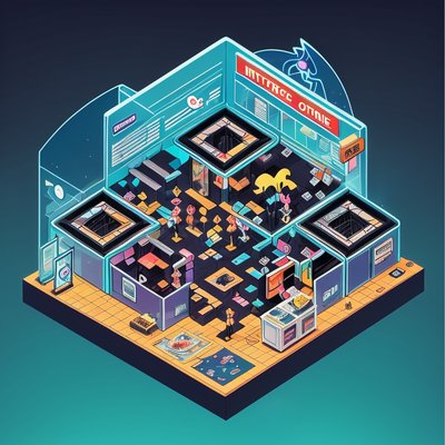 Isometric Alien Customs Office Comic QR Code for Posters