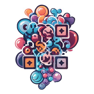 Glossy Bubble Cluster Vector QR Code for Stickers