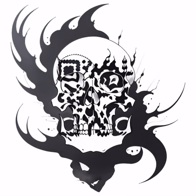 墨色骷髅纹身风格二维码艺术,适用于临时纹身 — 图片 1