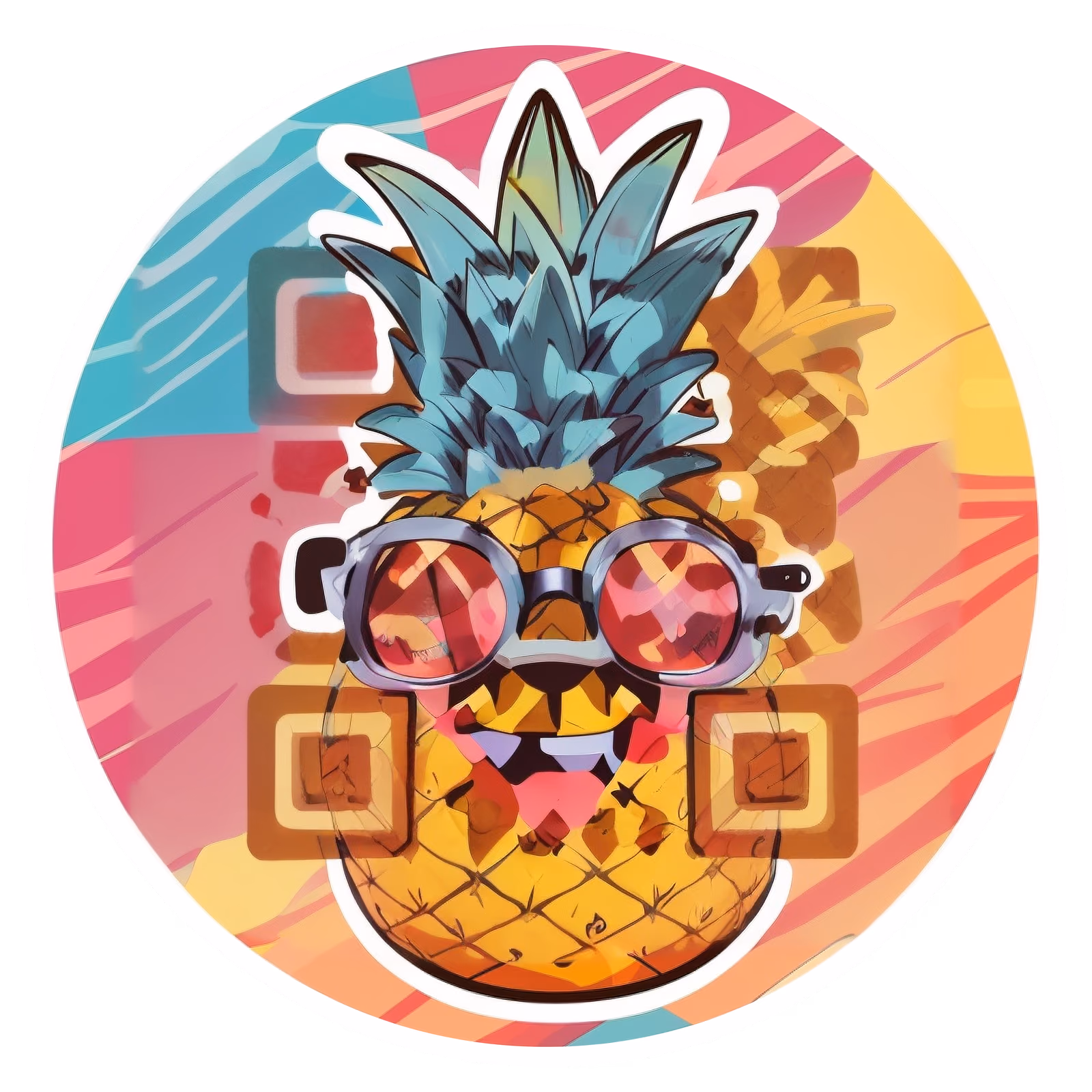 Pineapple with Sunglasses Vector QR Code for Stickers — image 1