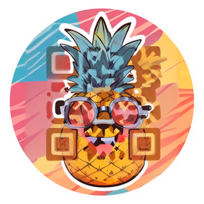 Pineapple with Sunglasses Vector QR Code for Stickers — image 1