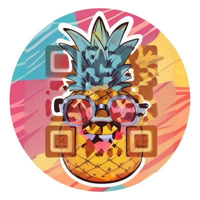 Pineapple with Sunglasses Vector QR Code for Stickers