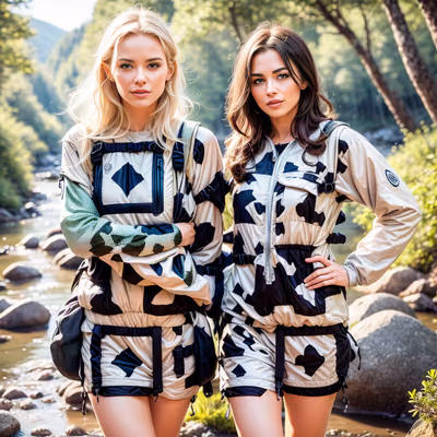 Hiking Fashion Duo Photorealistic QR Code for Apparel — image 1
