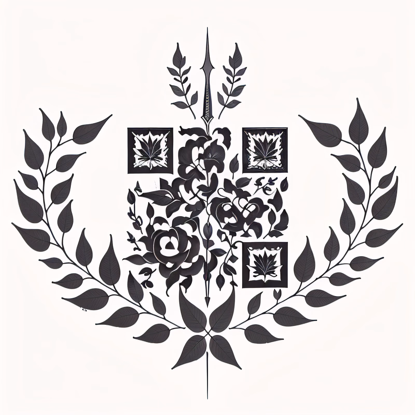 Dagger and Laurel Leaves Tattoo QR Code for Temporary Tattoos — image 1