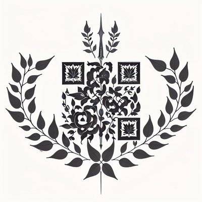 Dagger and Laurel Leaves Tattoo QR Code for Temporary Tattoos