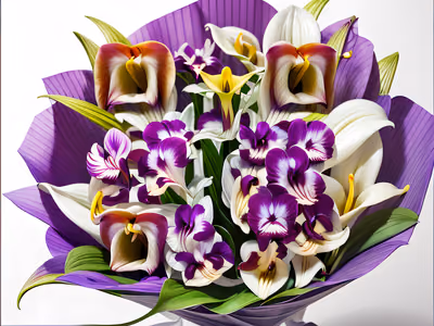Purple Orchid Calla Lily Bouquet QR Code Art — image 1