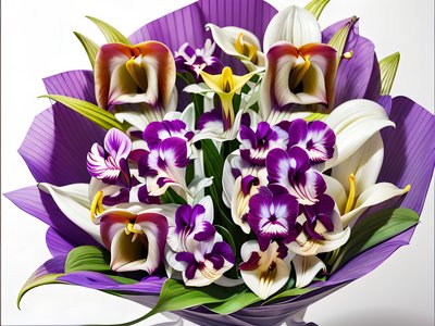 Purple Orchid Calla Lily Bouquet QR Code Art