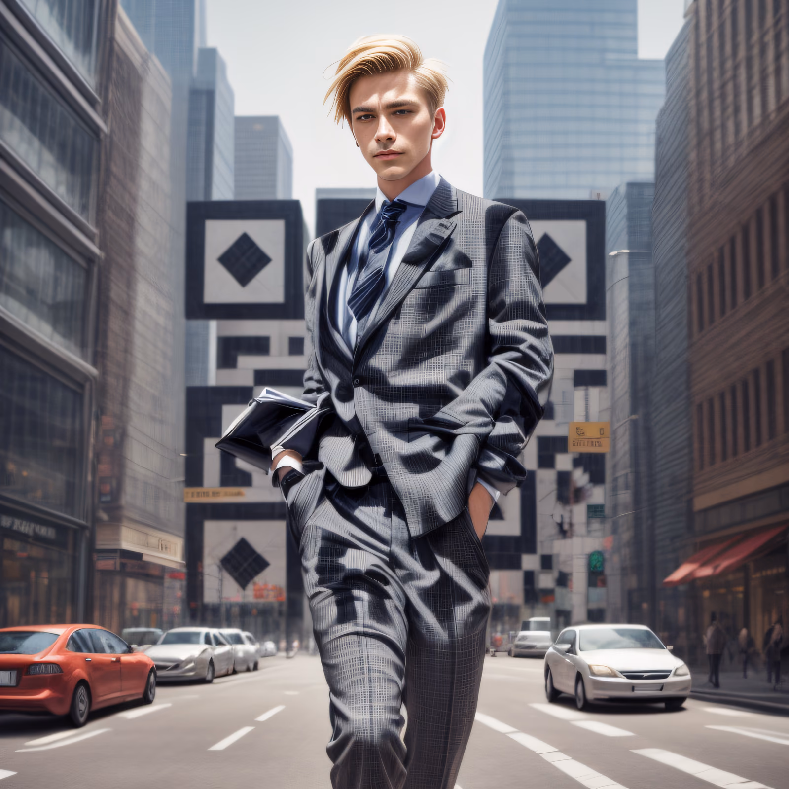 Businessman Walking City Street QR Code for Posters — image 1