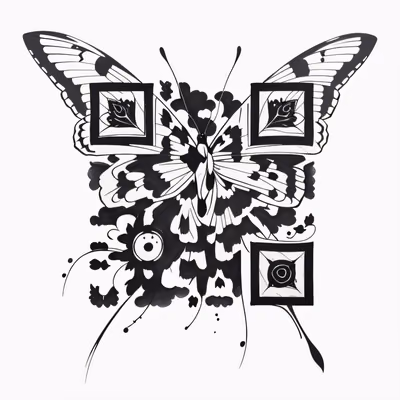 Floral Winged Butterfly Tattoo QR Code for Temporary Tattoos — image 1