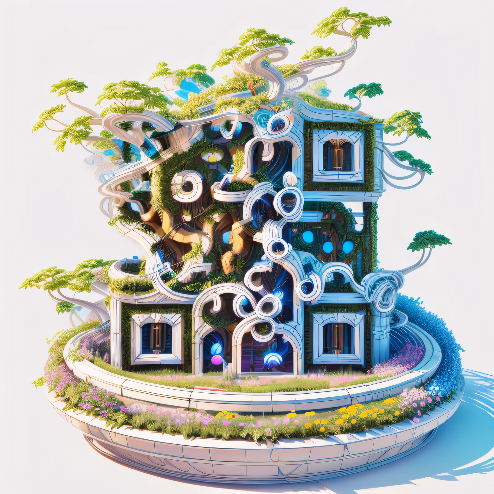 藤蔓花园高塔3D渲染二维码艺术海报设计 — 图片 1
