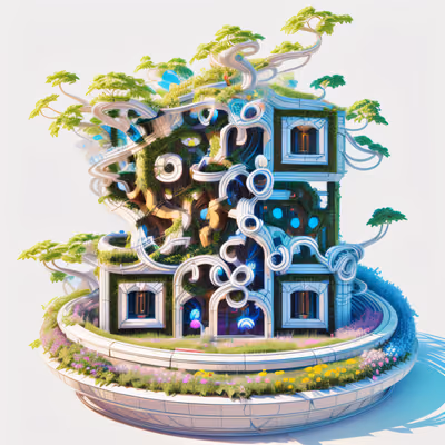 藤蔓花园高塔3D渲染二维码艺术海报设计 — 图片 1