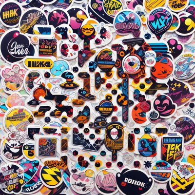 Sticker Bomb Cartoon Collage QR Code for Stickers