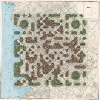 Antique City Map Watercolor QR Code Art