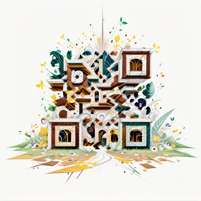 Exploding Wooden Windows Game Art QR Code Poster