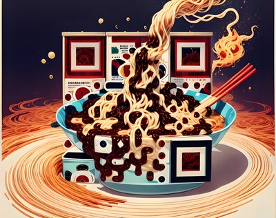 Spicy Ramen Pop Art QR Code for Posters
