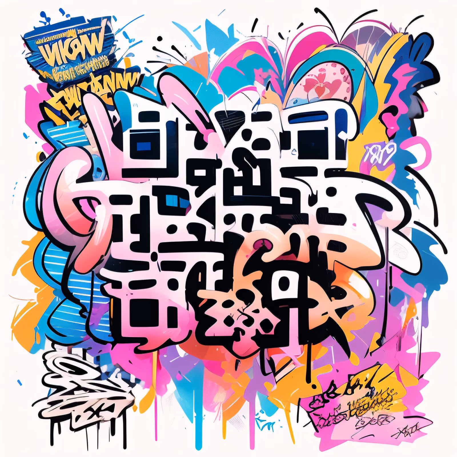 Graffiti Lettering Street Art Stylized Illustration QR Code for Apparel — image 1