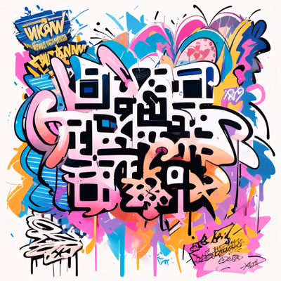 Graffiti Lettering Street Art Stylized Illustration QR Code for Apparel — image 1