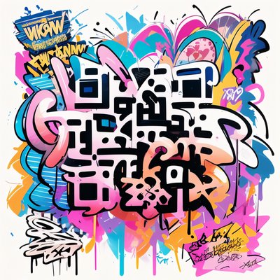 Граффити-надписи, стрит-арт: стилизованный QR-код для одежды