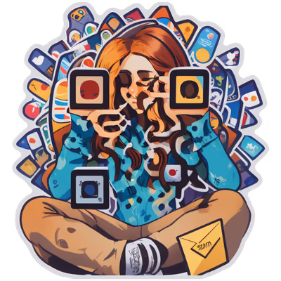 Девушка с иконками приложений: векторный QR-код для стикеров — изображение 1