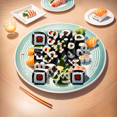 Sushi Platter Illustration QR Code for Restaurant Menus — image 1