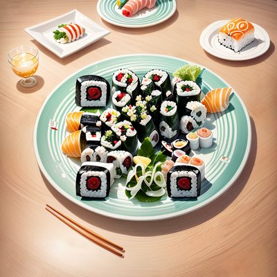 Sushi Platter Illustration QR Code for Restaurant Menus