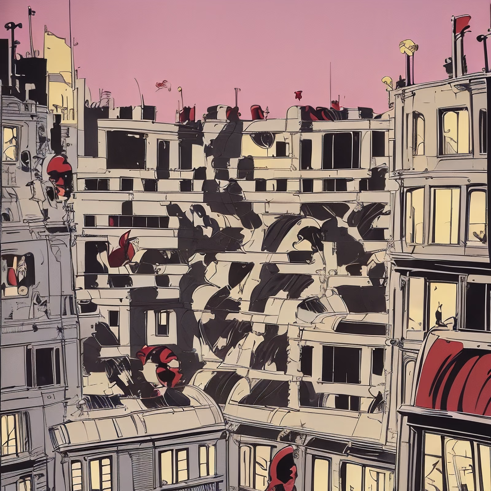 Urban Apartment Facades Comic Book QR Code for Posters — image 1
