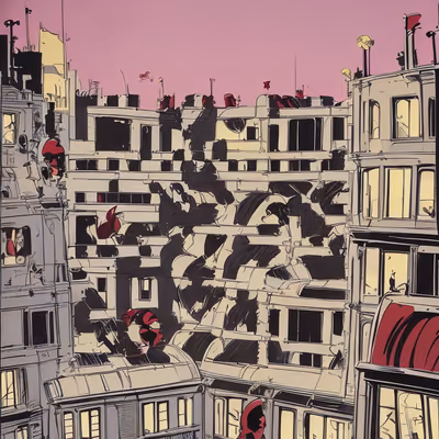 Urban Apartment Facades Comic Book QR Code for Posters — image 1
