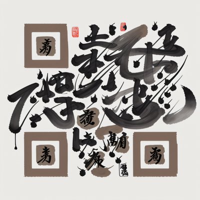 Japanese Kanji Ink Calligraphy QR Code Art