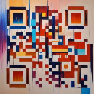 Abstract Color Block Oil Painting QR Code Art — image 1