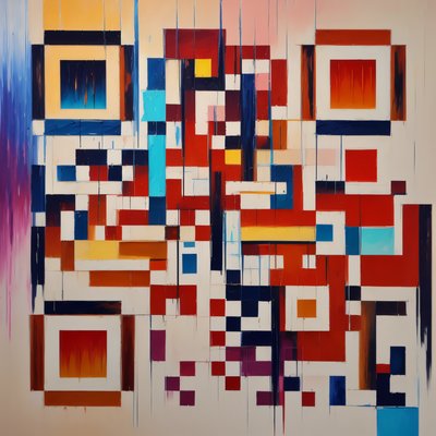 Abstract Color Block Oil Painting QR Code Art