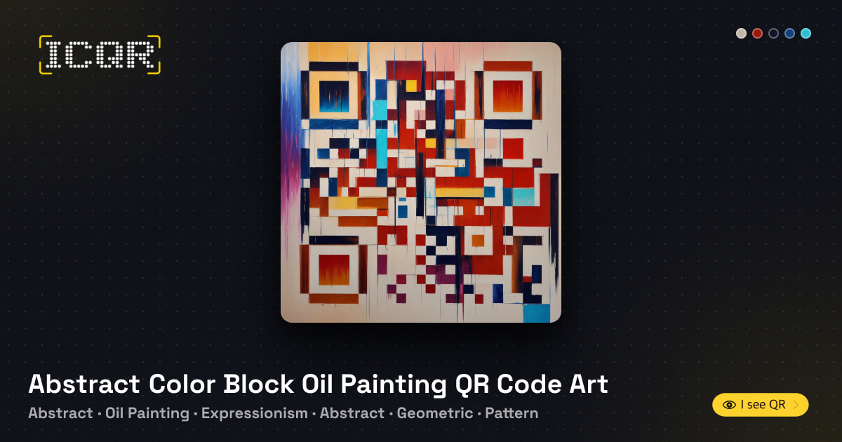 Abstract Color Block Oil Painting QR Code Art • ICQR