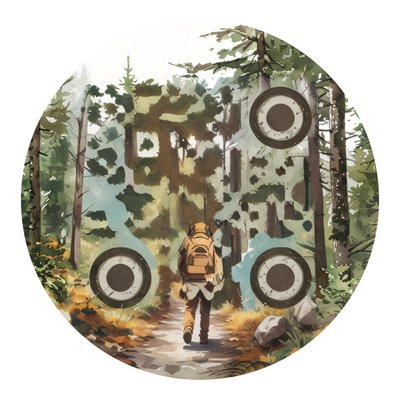 Forest Hiker Watercolor QR Code for Stickers