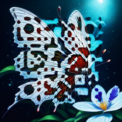 Spotted Butterfly Night Garden QR Code Art
