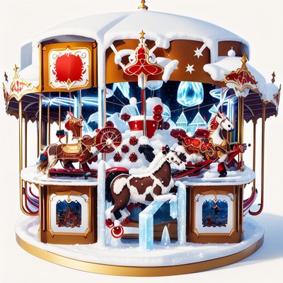 Icy Winter Carousel Fantasy QR Code for Greeting Cards