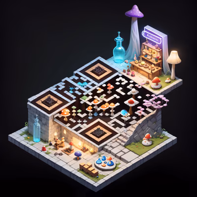 Witch Potion Bar Isometric Diorama QR Code for Posters — image 1
