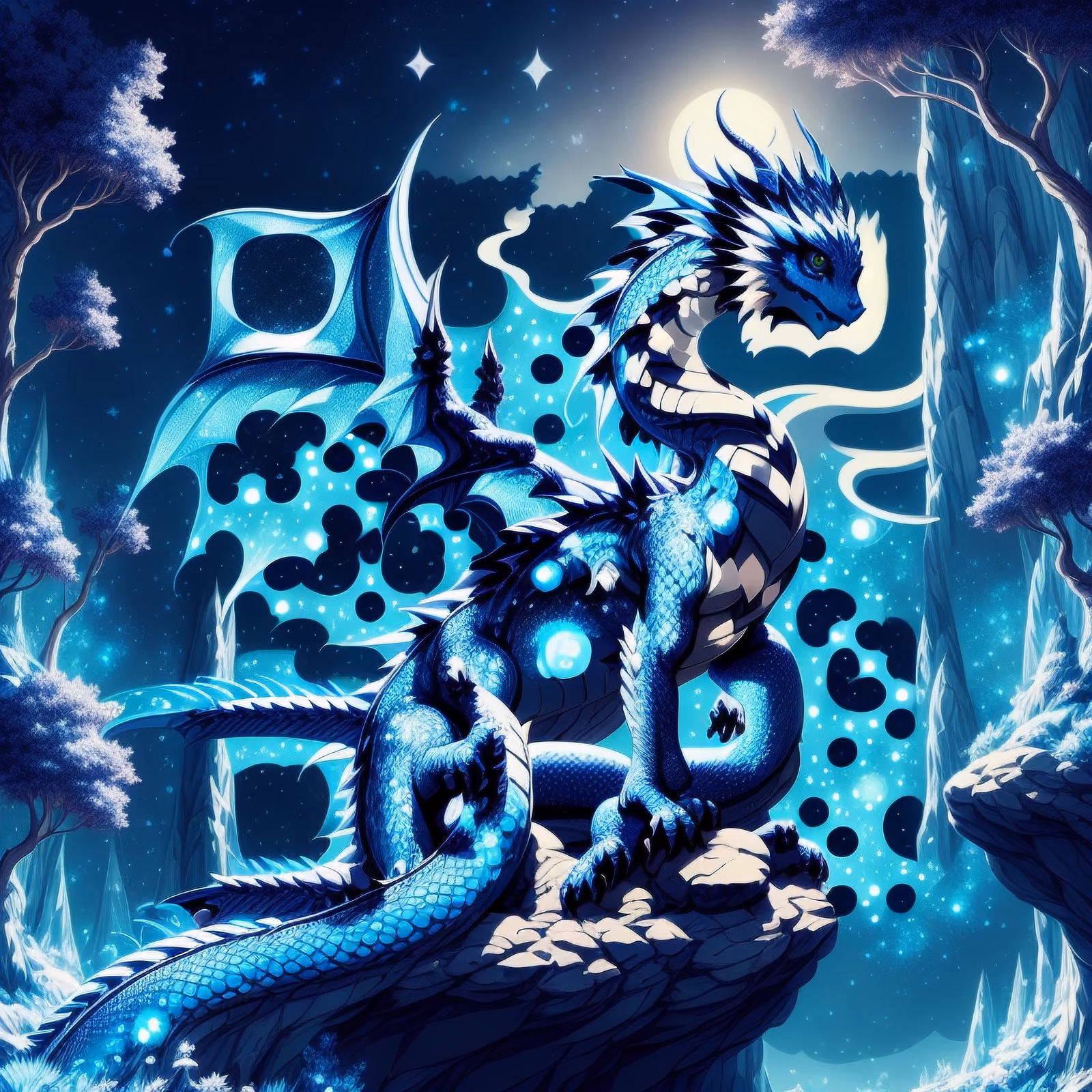 Blue Dragon Moonlit Fantasy QR Code for Posters — image 1
