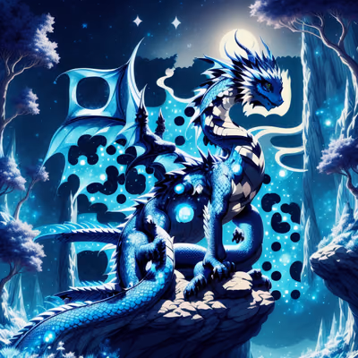 Blue Dragon Moonlit Fantasy QR Code for Posters — image 1