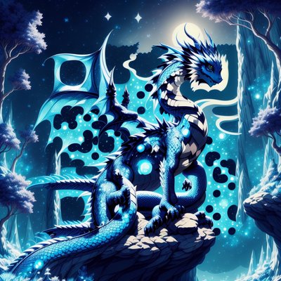 Blue Dragon Moonlit Fantasy QR Code for Posters